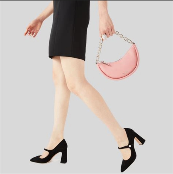 NWT AUTHENTIC Kate Spade Convertible Crossbody Smile Bag Pink Leather Gold Chain - Picture 5 of 17